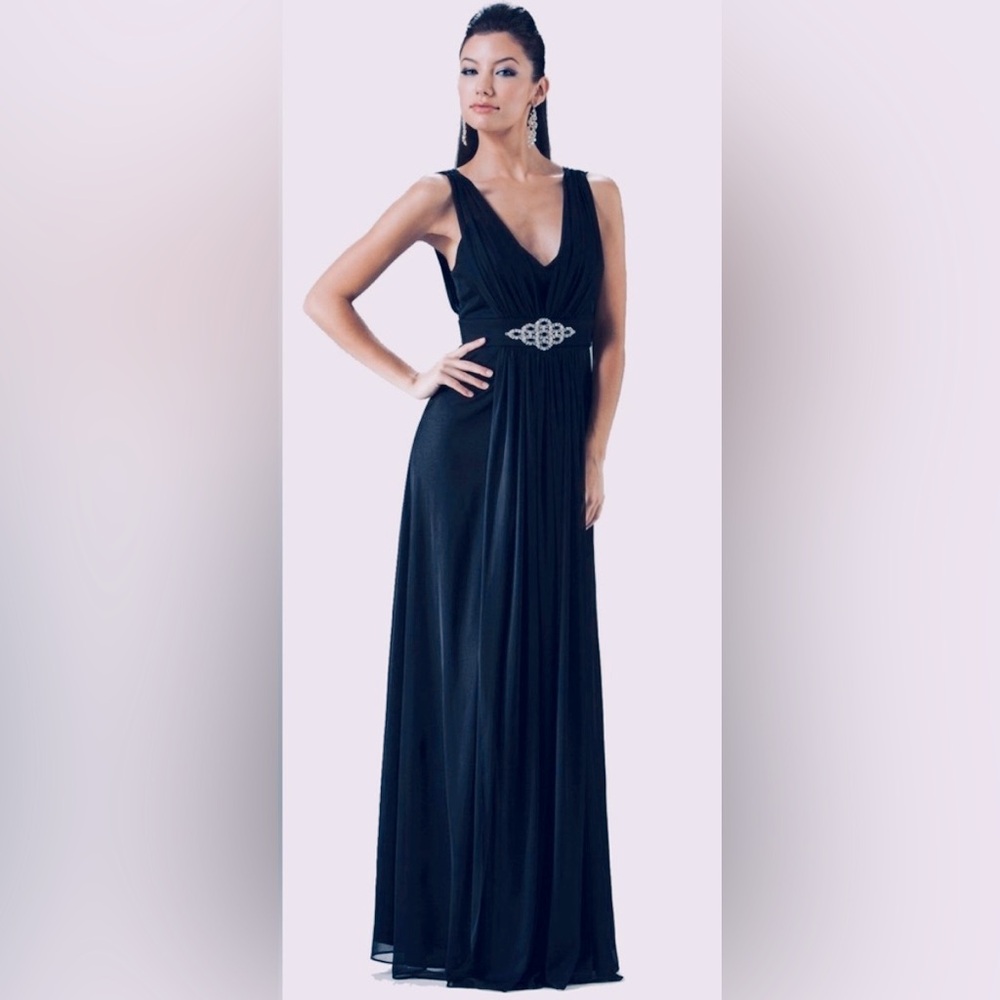 Cinderella Divine Chiffon Gown 3914 Shirred Bodice w Crystal Jeweled Waist B1